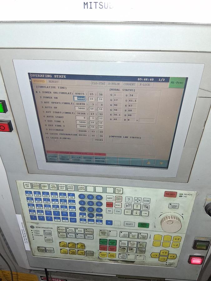 Used Mitsubishi #ML3015LV-Plus-II, Co2 CNC laser, 4000 watt, 5' x 10', chiller unit, dust collector