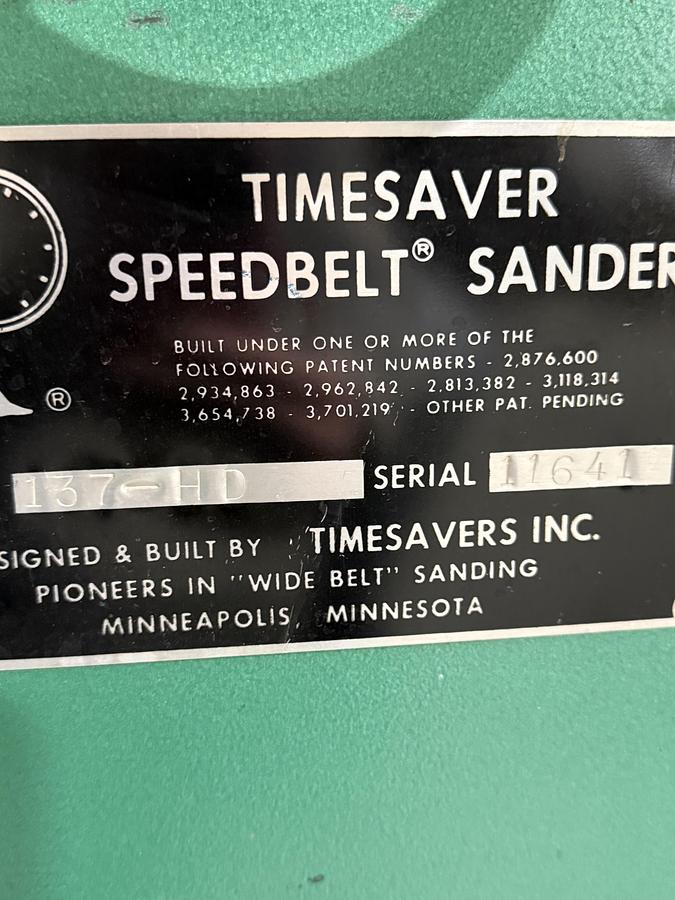 Used 37" x 20 HP Timesaver Model # 137-HD Belt Sander
