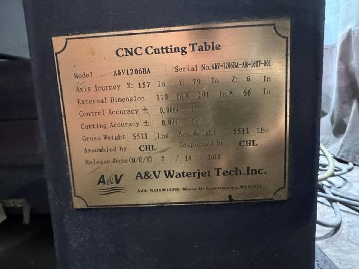 Used A&V Waterjet 6' x 12' Table