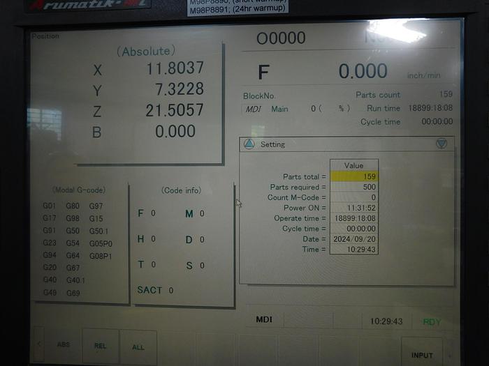 Used Kitamura HX400G CNC Horizontal Machining Center