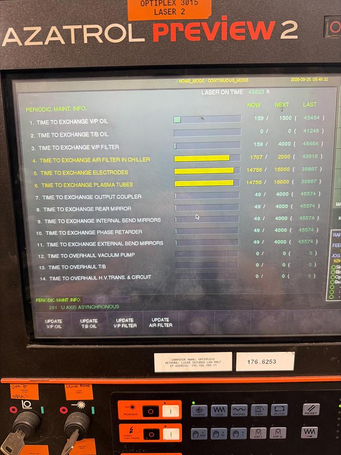 Used Mazak Optiplex 3015 CO2 Laser Cutter, 2013