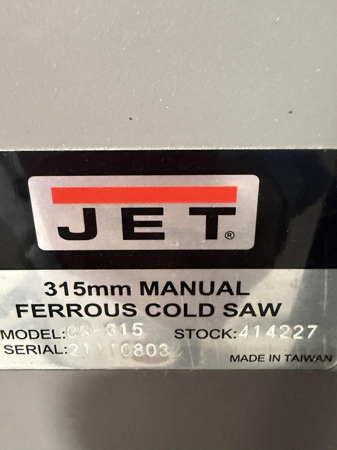 Used Jet 315mm Manual Ferrous Cold Saw