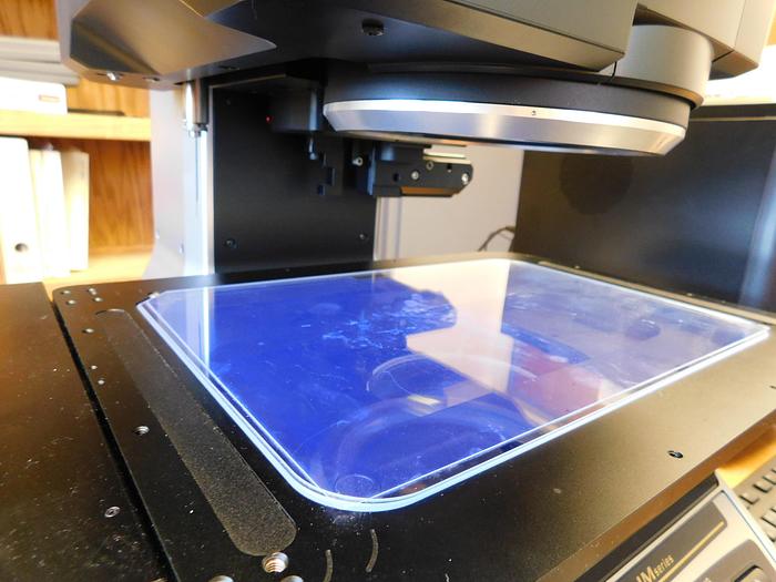 Used Keyence 8030T Image Dimension Measuring System with Rotary Fixture