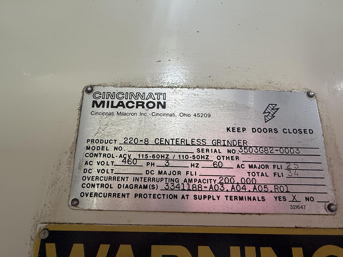 Used Cincinnati Milacron 220-8 Centerless Grinder