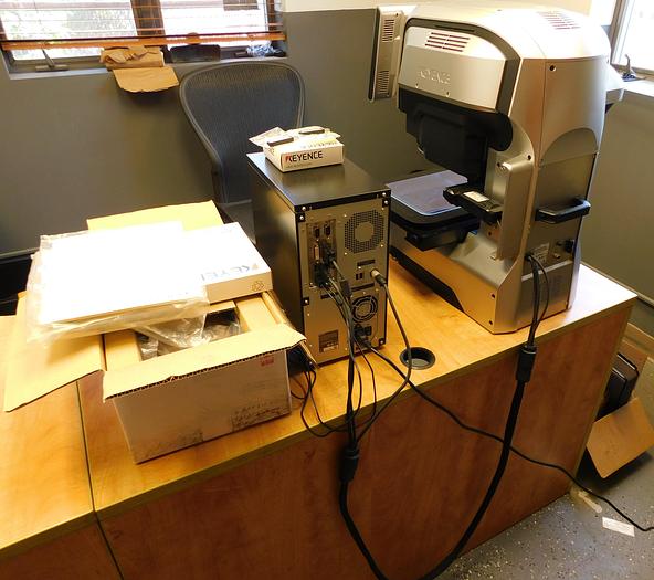 Used Keyence 8030T Image Dimension Measuring System with Rotary Fixture