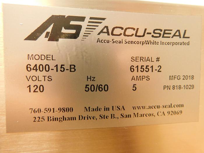 Used Accu-seal 6400-15B Validatable Medical Sealer