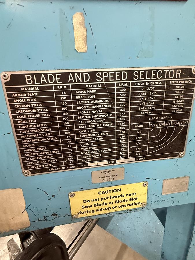 Used Roll-in Vertical Band Saw