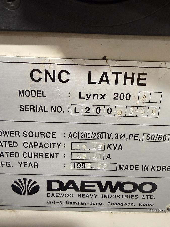 Used Doosan Lynx 200A CNC Lathe