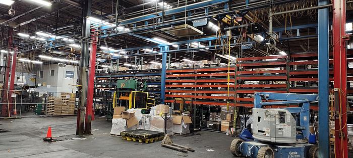 Used Gorbel 4,000 Lbs Bridge Crane with 2-ton Chain Hoist Powered Trolleys