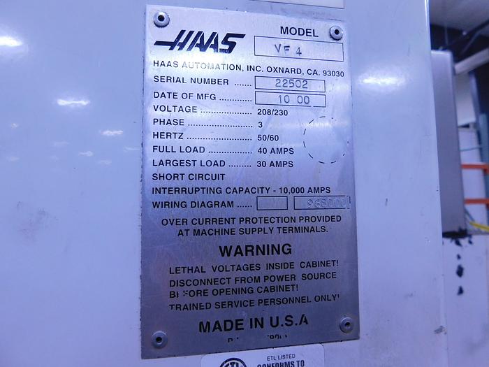 Used Haas VF4 CNC VMC