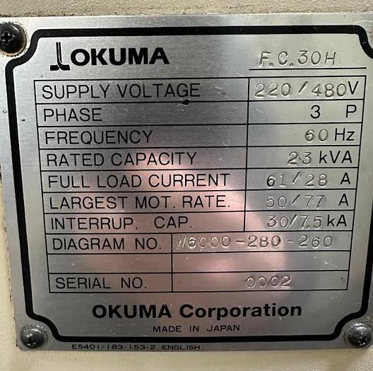 Used Okuma Flex Center 30H CNC Horizontal Machine Center