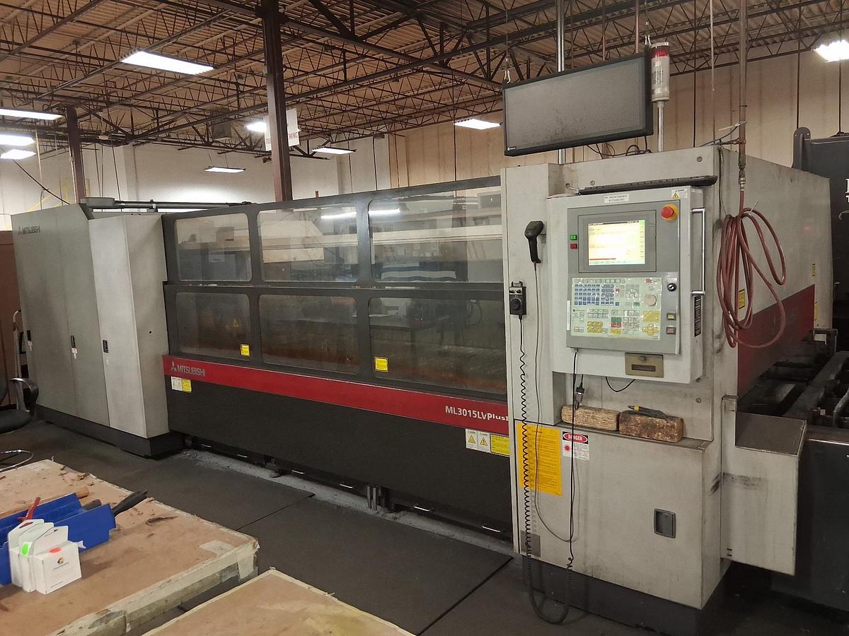 Used Mitsubishi #ML3015LV-Plus-II, Co2 CNC laser, 4000 watt, 5' x 10', chiller unit, dust collector