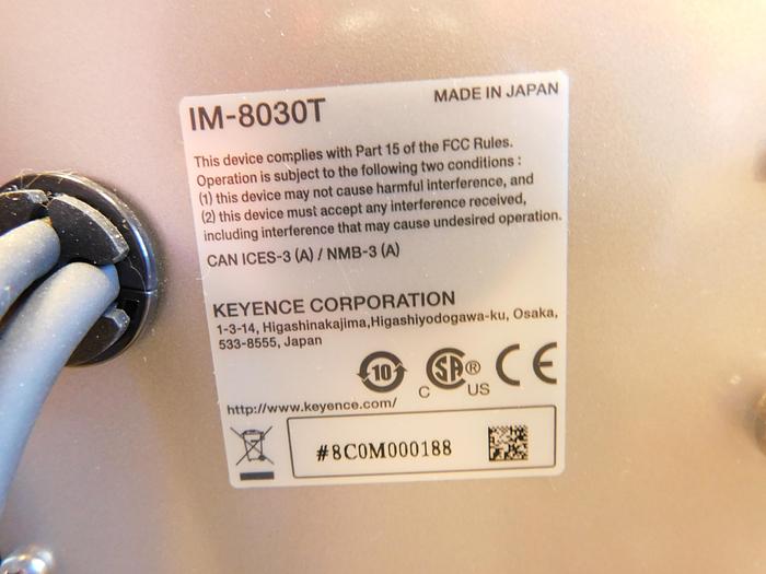 Used Keyence 8030T Image Dimension Measuring System with Rotary Fixture