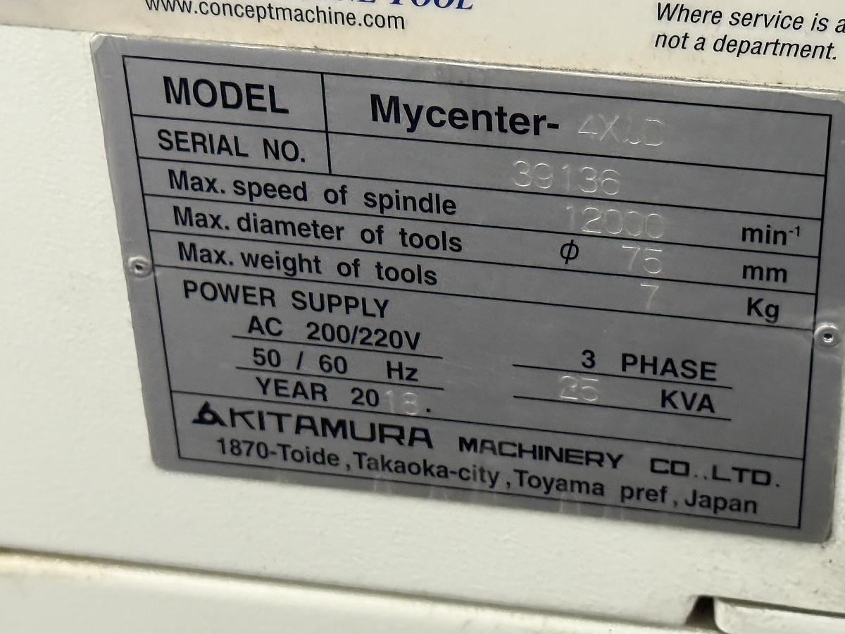 Used Kitamura Mycenter 4XiD Vertical Machining Center