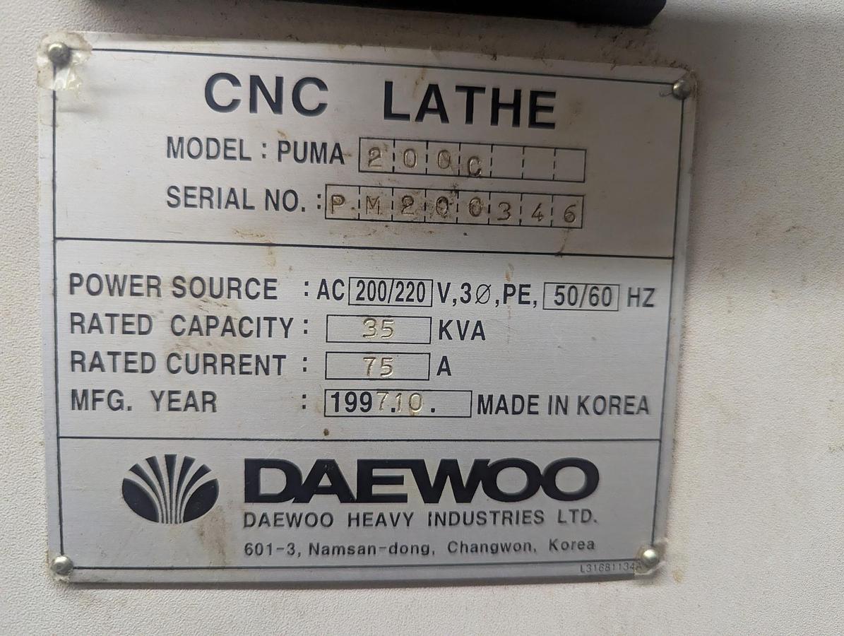 Used Daewoo Puma 200C CNC Turning Center