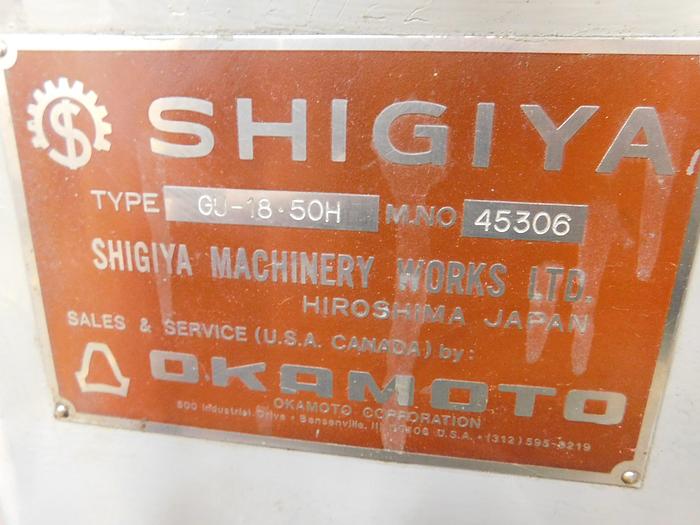 Used Shigiya Seiki (Okamoto Corp.) GU-18 50H Cylindrical Universal Grinder