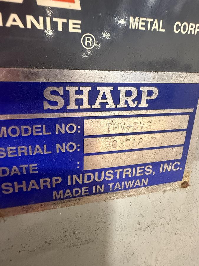 Used Sharp Vertical Mill, 2006, Model TMV-DVS