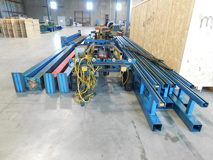 Used Gorbel 4,000 Lbs Bridge Crane with 2-ton Chain Hoist Powered Trolleys