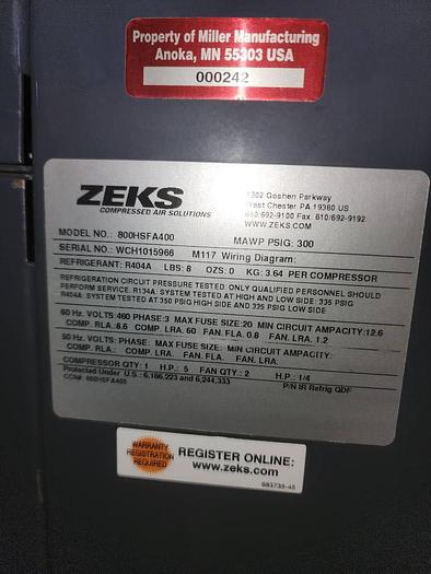 Used Quincy QGV150 Rotary Screw Air Compressor Turnkey Package