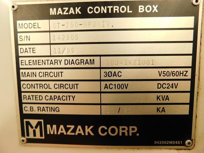 Used Mazak Quick Turn 250HP / QT250HP CNC Turning Center with LNS Barfeeder