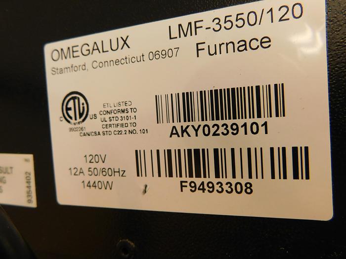 Used Omegalux LMF3550 Digital Bench Top Muffler Furnace