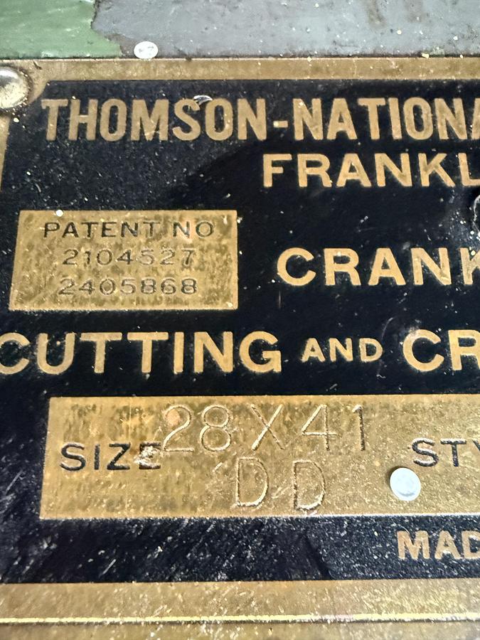 Used Thomson National Press Company, Clamshell Die Cutting & Creasing Press