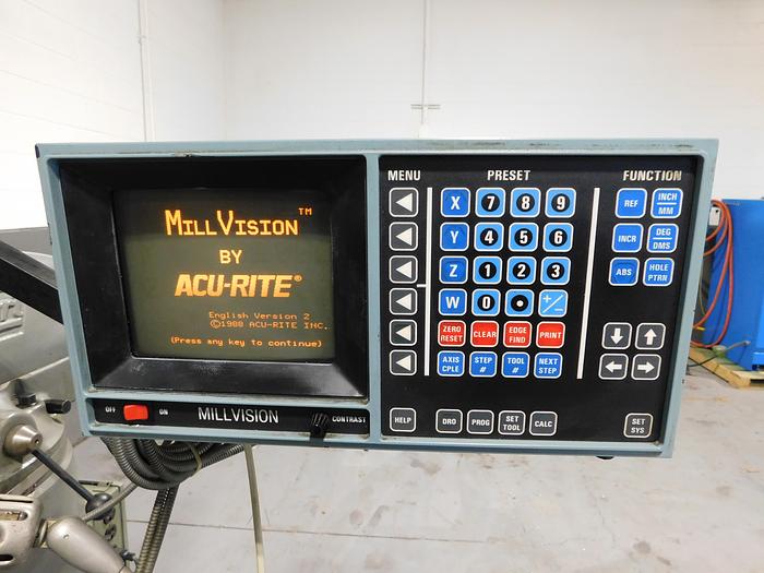 Used 9" x 42" Bridgeport Knee Mill with DRO