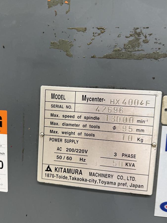 Used Kitamura HX400iF CNC Horizontal Machining Center