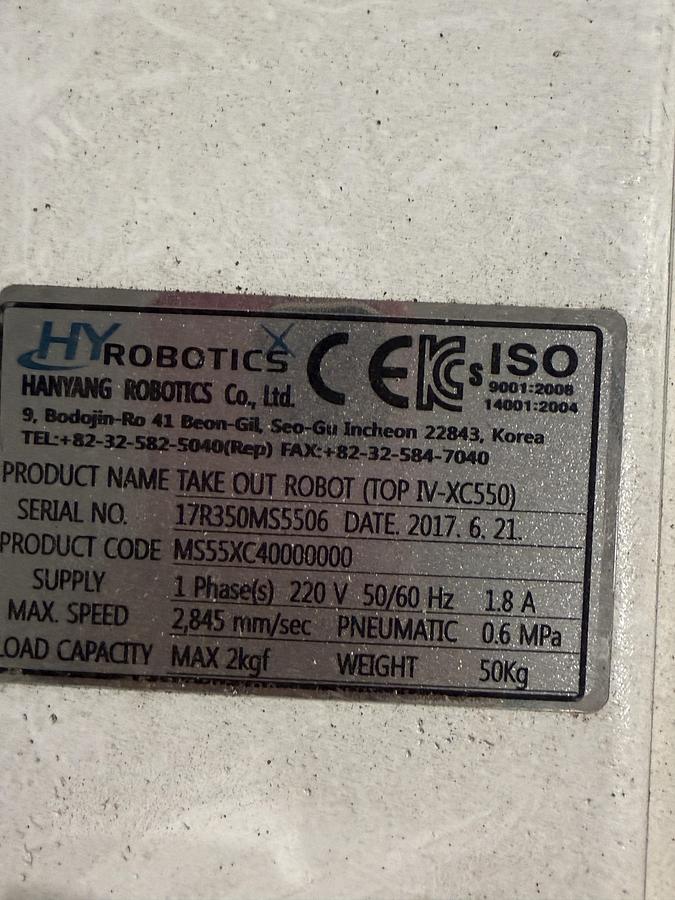 Used HY Robotics Take Out Robot (TOP IV-XC550), 2017