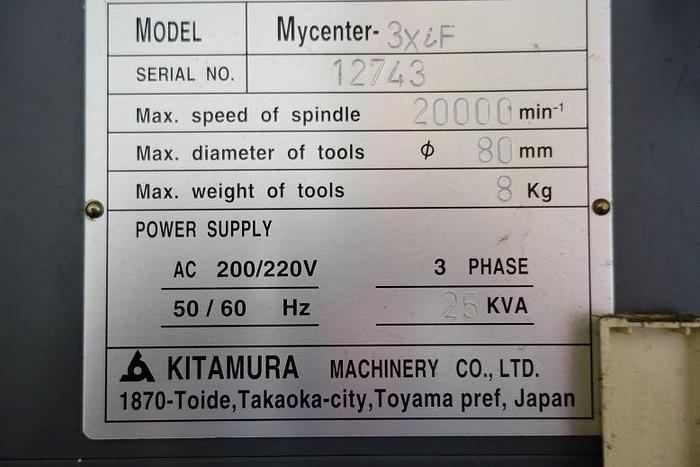 Used Kitamura 3XiF CNC VMC