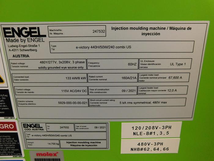 Used 2021 Engel Victory 240-Ton Injection Molding Press