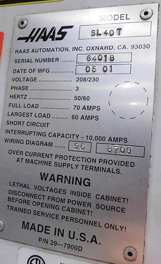Used Haas SL40T CNC Lathe