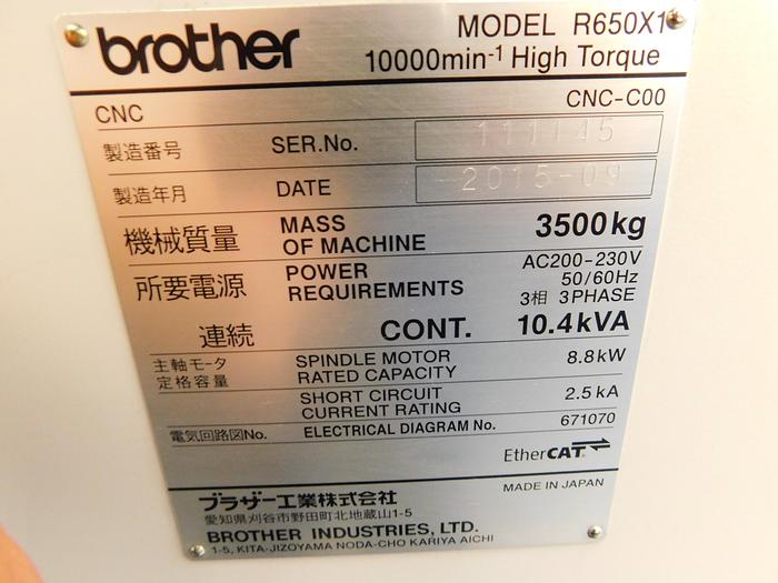 Used Brother Speedio R650X1 Vertical Machining Center