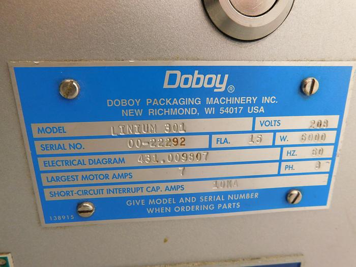 Used Doboy Linium 301 Horizontal Wrapper Machine