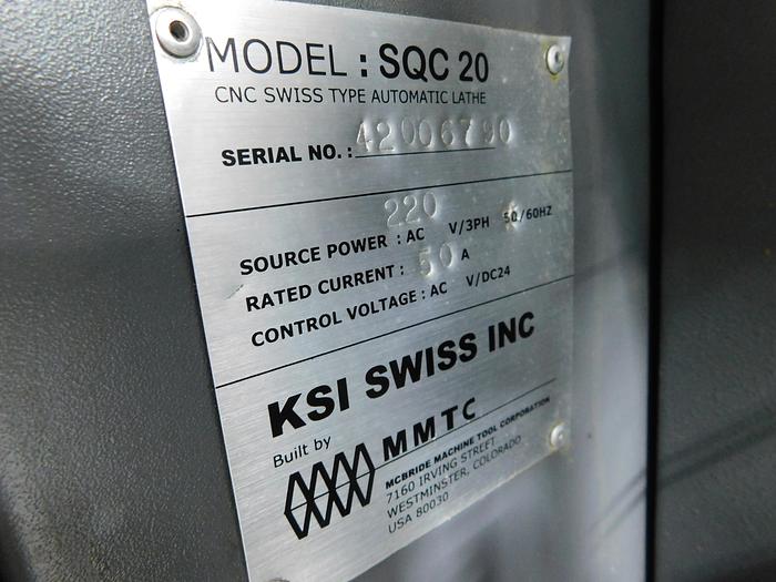 Used KSi SQC20 CNC Swiss Turning Center