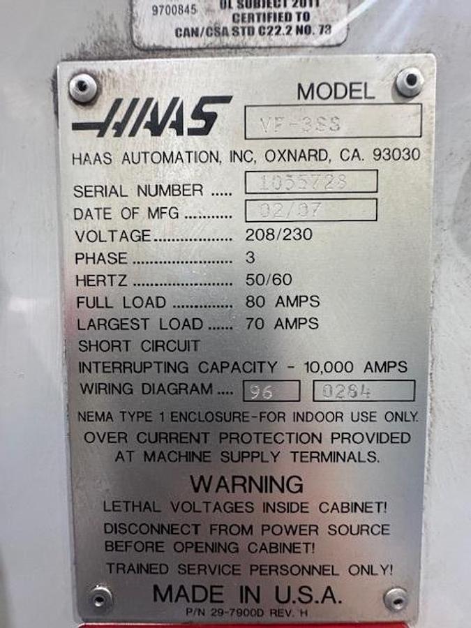 Used Haas VF3 SS CNC Vertical Machining Center