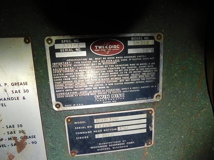 Used Wisconsin Forcemaster 150-Ton Mechnical Press Brake