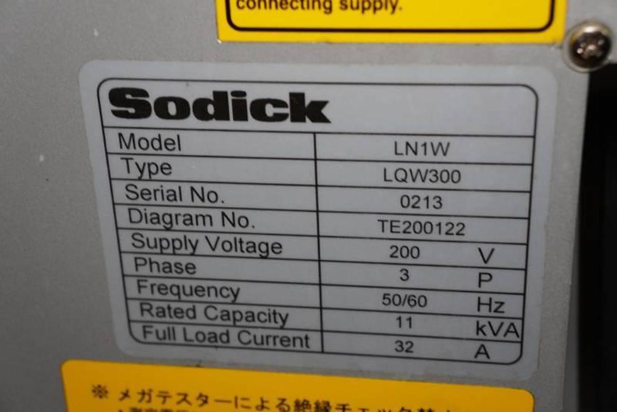 Used Sodick AQ300L CNC Wire EDM (Electrical Discharge Machine) with LQ1W Linear Servo CNC Control