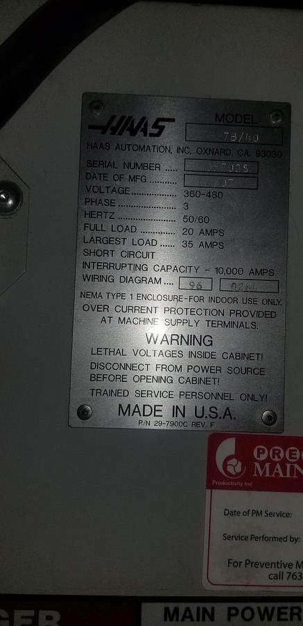 Used Haas VF7B/40 CNC Vertical Machining Center