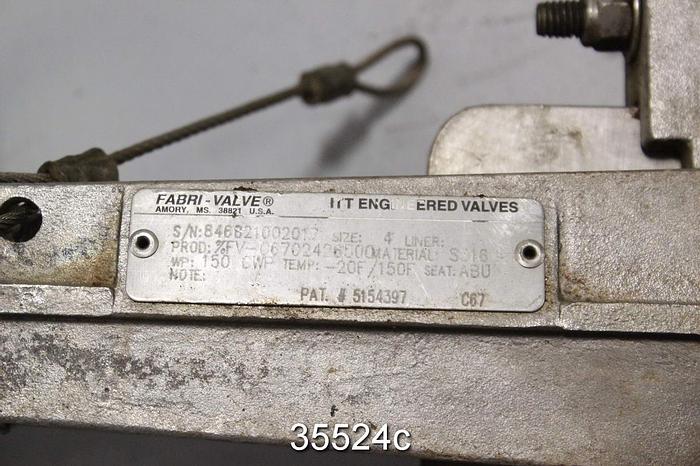 Used Fabri FV-C6702426500 4" Hand Operated Knife Gate Valve #35524