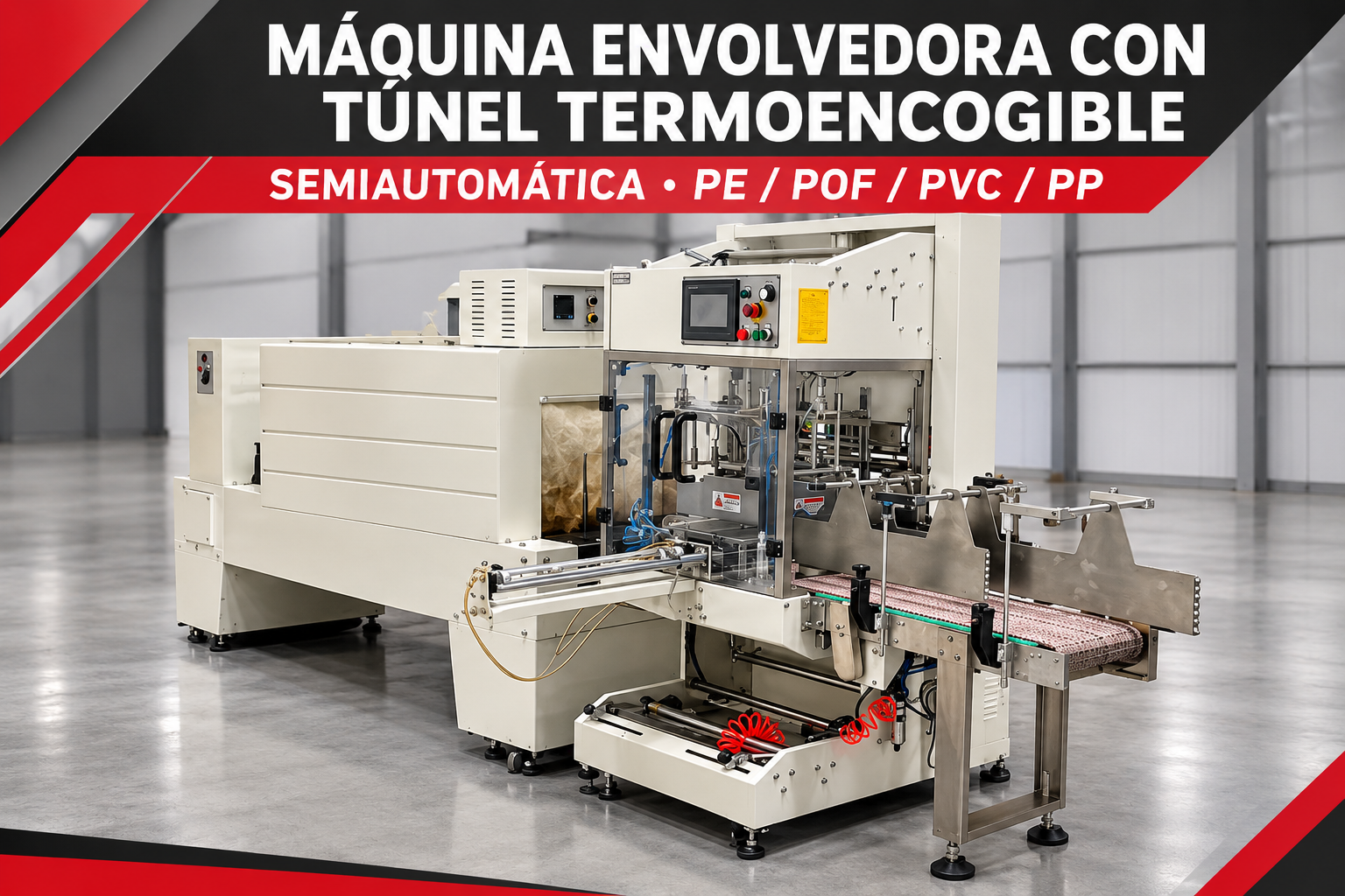 Usado MÁQUINA ENVOLVEDORA CON TÚNEL TERMOENCOGIBLE SEMIAUTOMÁTICA