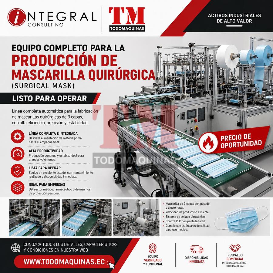Usado Equipo completo para la producción de mascarilla quirurgica (surgical mask)