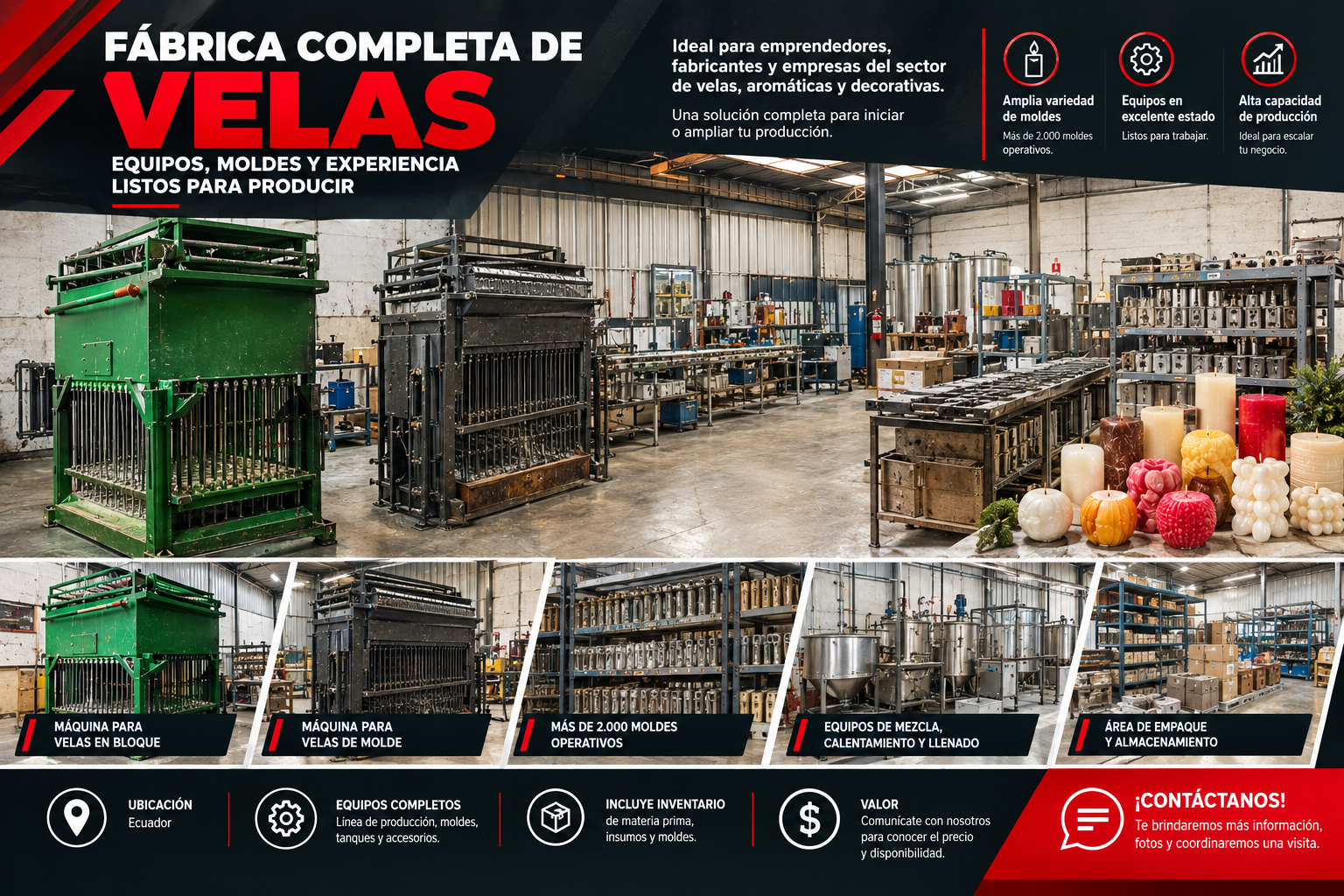 Usado Fábrica Completa de Velas con Más de 2.000 Moldes Operativos