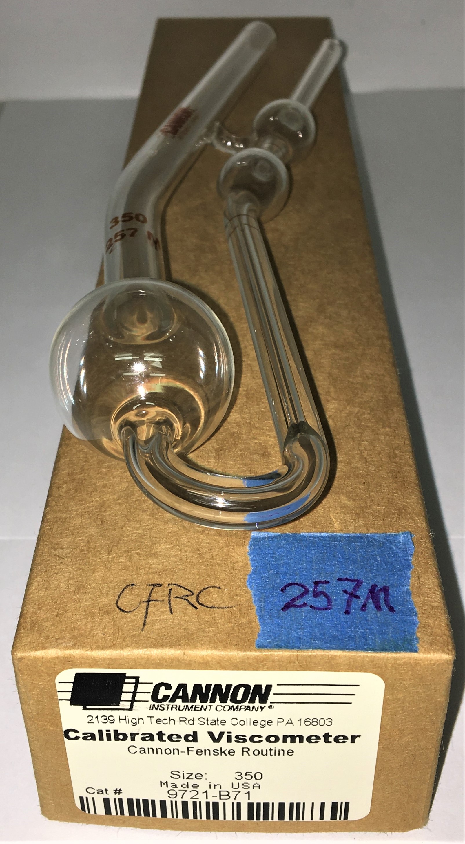 New Open Box Cannon-Fenske CFRC-350 (9721-B71) Certified Routine Viscometer Tube - Size 350
