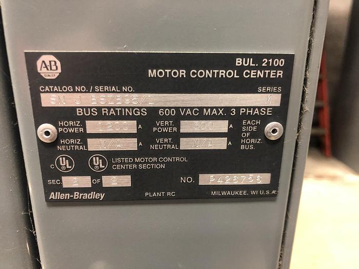 Used ALLEN BRADLEY CENTERLINE MCC SECTION WITH POWERFLEX DRIVES