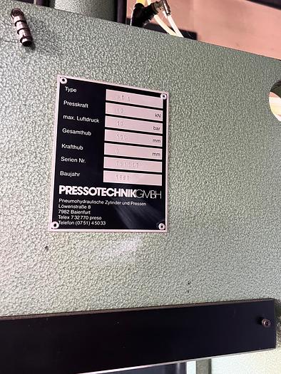 Used BRUGT PNEUMATISK PRESSE, FABRIKAT PRESSOTECHNIK, MODEL PC 8, MASKIN NR.…