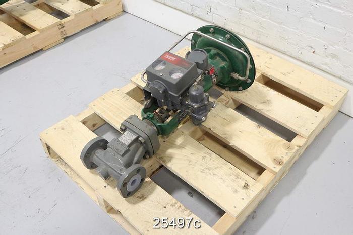 Unused Fisher RSS Steam Control Valve, 1", Rss Body Style, Di/Pfa Body, Stainless Steel Shaft, Pt Fe Tfm1600/Alyc4 Plug,  Pt Fe Tfm1600 Seat, Port Size 3/16", Travel 5/8", Type 667 Actuator, Size 30, Fieldvue Dvc5020 Positioner, Unused, Rating 285 Psi Cwp #25497