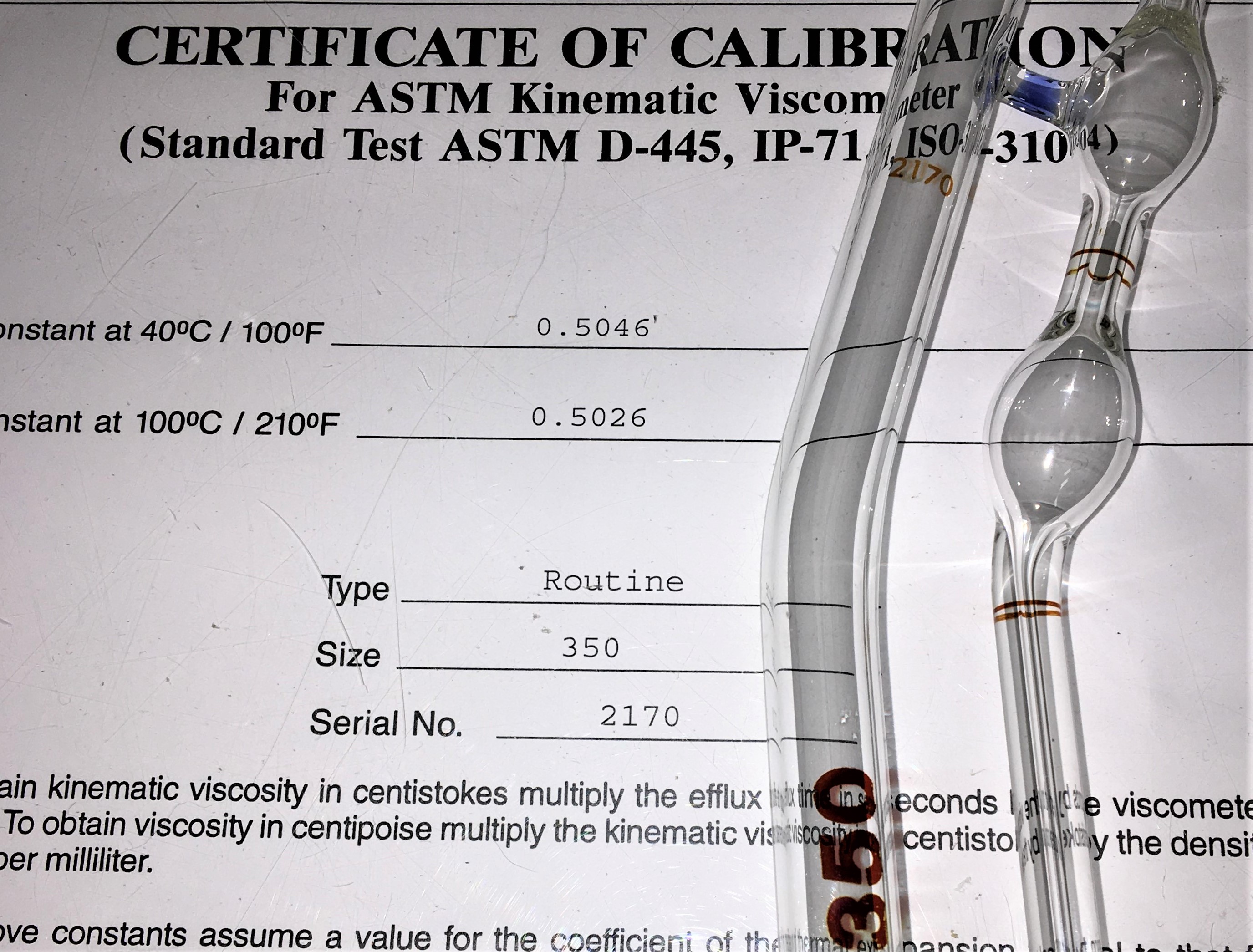 New Open Box Cannon-Fenske CFRC-350 (9721-B71) Certified Routine Viscometer Tube - Size 350