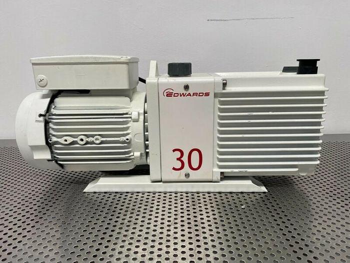 Used Edwards E2M30 Rotary Vane Dual Stage Vacuum Pump 21 CFM w/ 1.2 HP Motor 240V