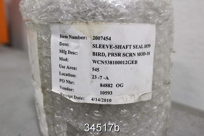 Unused Bird 18 Pressure Screen Shaft Sleeve #34517